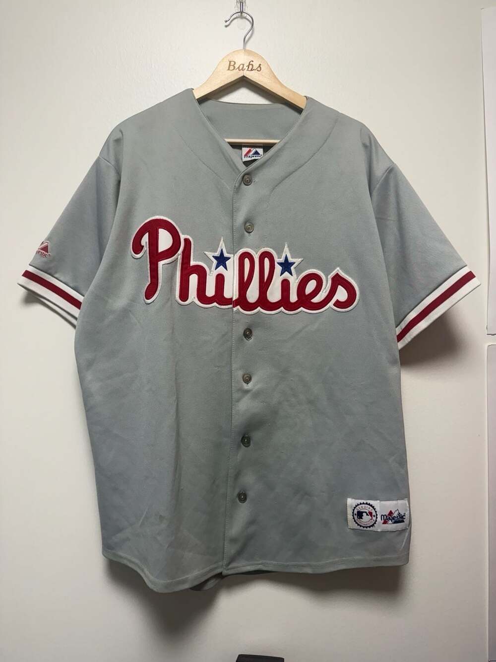 Majestic Philadelphia Phillies Baseball Jersey Size XL Gray